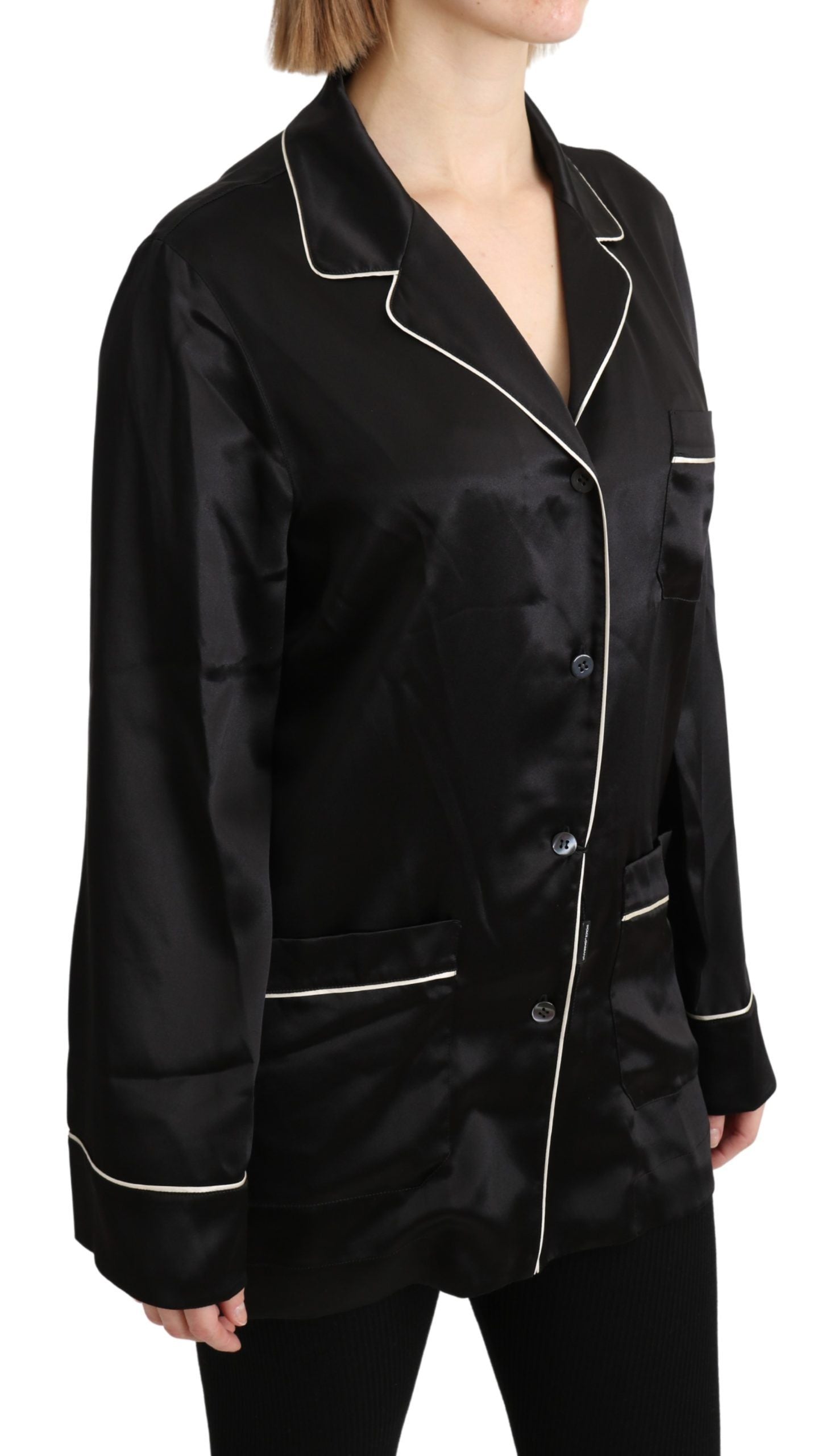 Dolce &amp; Gabbana Elegant Silk Black Button-Up Blouse