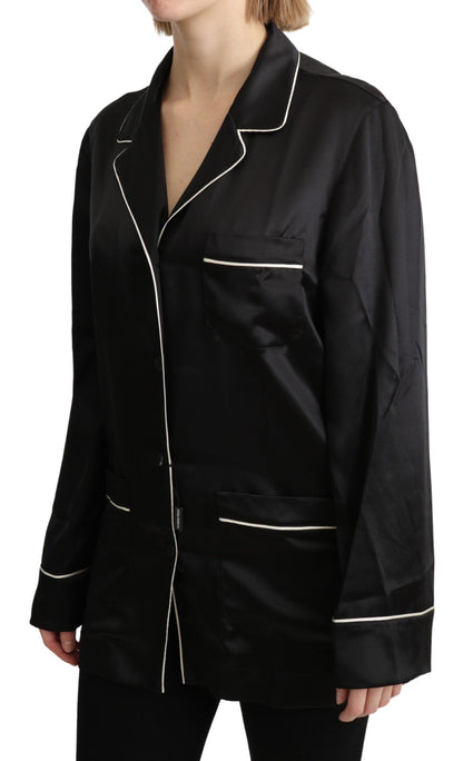 Dolce &amp; Gabbana Elegant Silk Black Button-Up Blouse