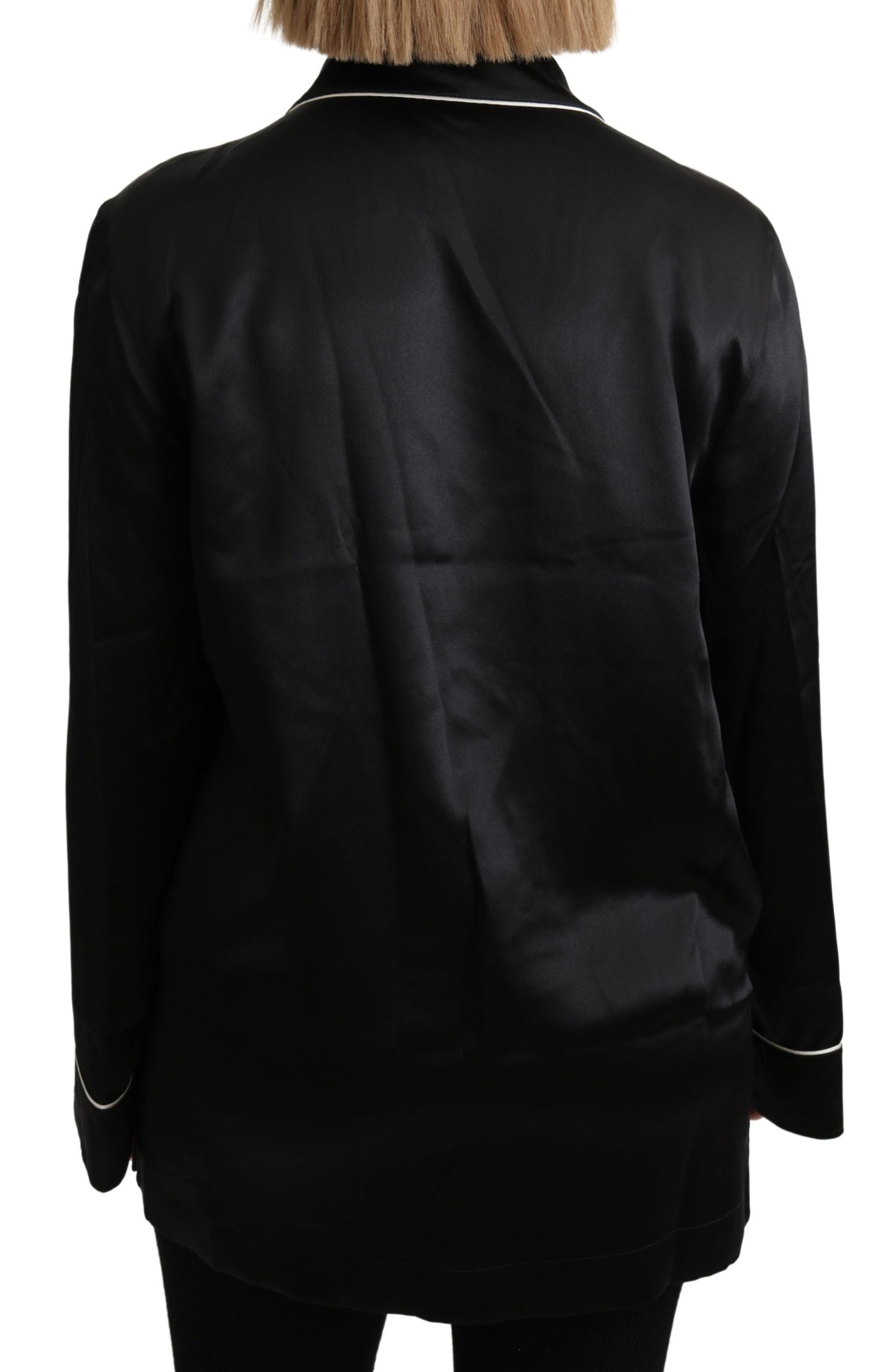 Dolce &amp; Gabbana Elegant Silk Black Button-Up Blouse