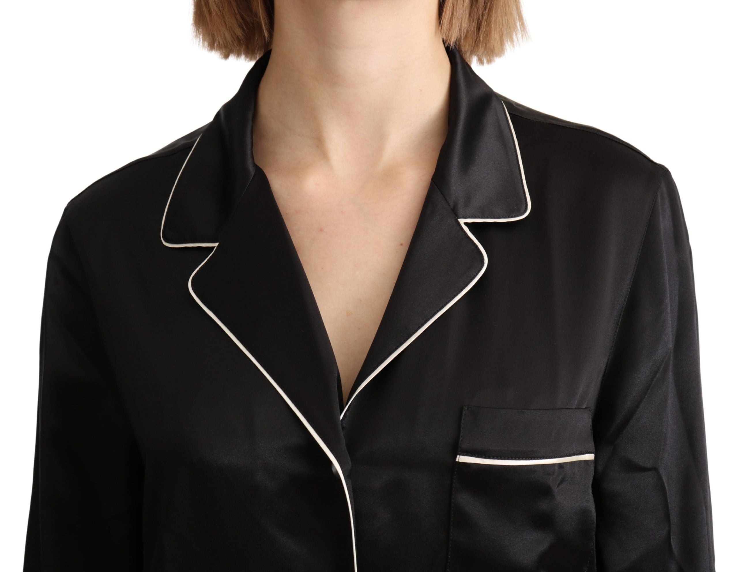 Dolce &amp; Gabbana Elegant Silk Black Button-Up Blouse