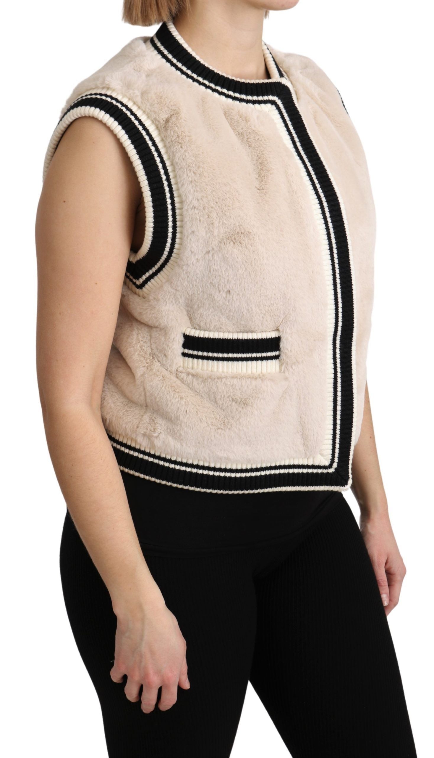 Dolce &amp; Gabbana Elegant Sleeveless Faux Fur Vest