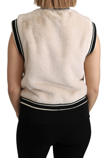 Dolce &amp; Gabbana Elegant Sleeveless Faux Fur Vest