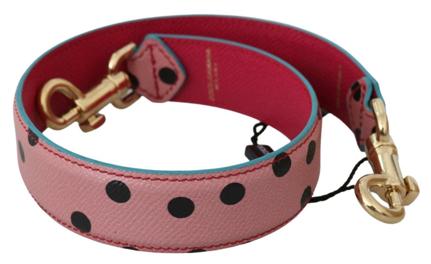 Dolce &amp; Gabbana Elegant Pink Polka-Dotted Leather Shoulder Strap