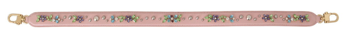 Dolce &amp; Gabbana Stunning Pink Crystal Studded Leather Strap