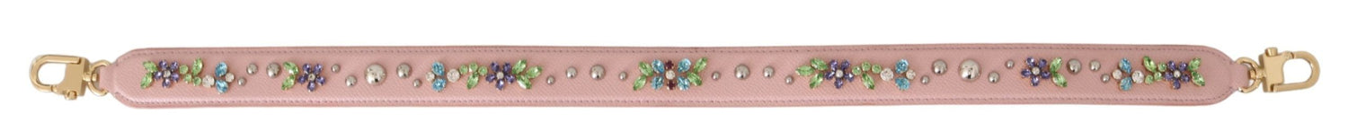 Dolce &amp; Gabbana Stunning Pink Crystal Studded Leather Strap