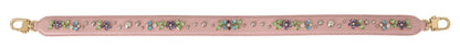 Dolce &amp; Gabbana Stunning Pink Crystal Studded Leather Strap