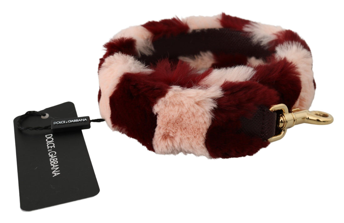 Dolce &amp; Gabbana Bordeaux Pink Fur Shoulder Strap Luxury Accessory