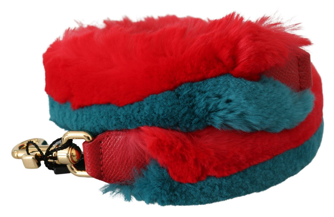 Dolce &amp; Gabbana Elegant Red Lapin Fur Shoulder Strap