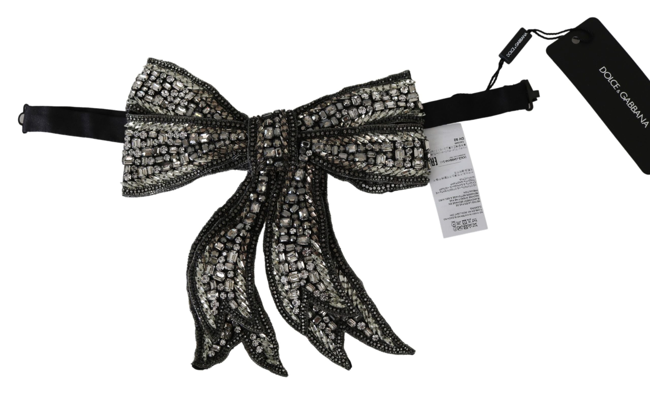 Dolce &amp; Gabbana Elegant Silver Silk Bowtie