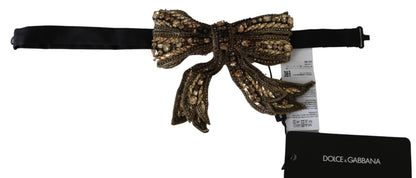 Dolce &amp; Gabbana Elegant Silk Gold Bowtie - Dazzle in Style