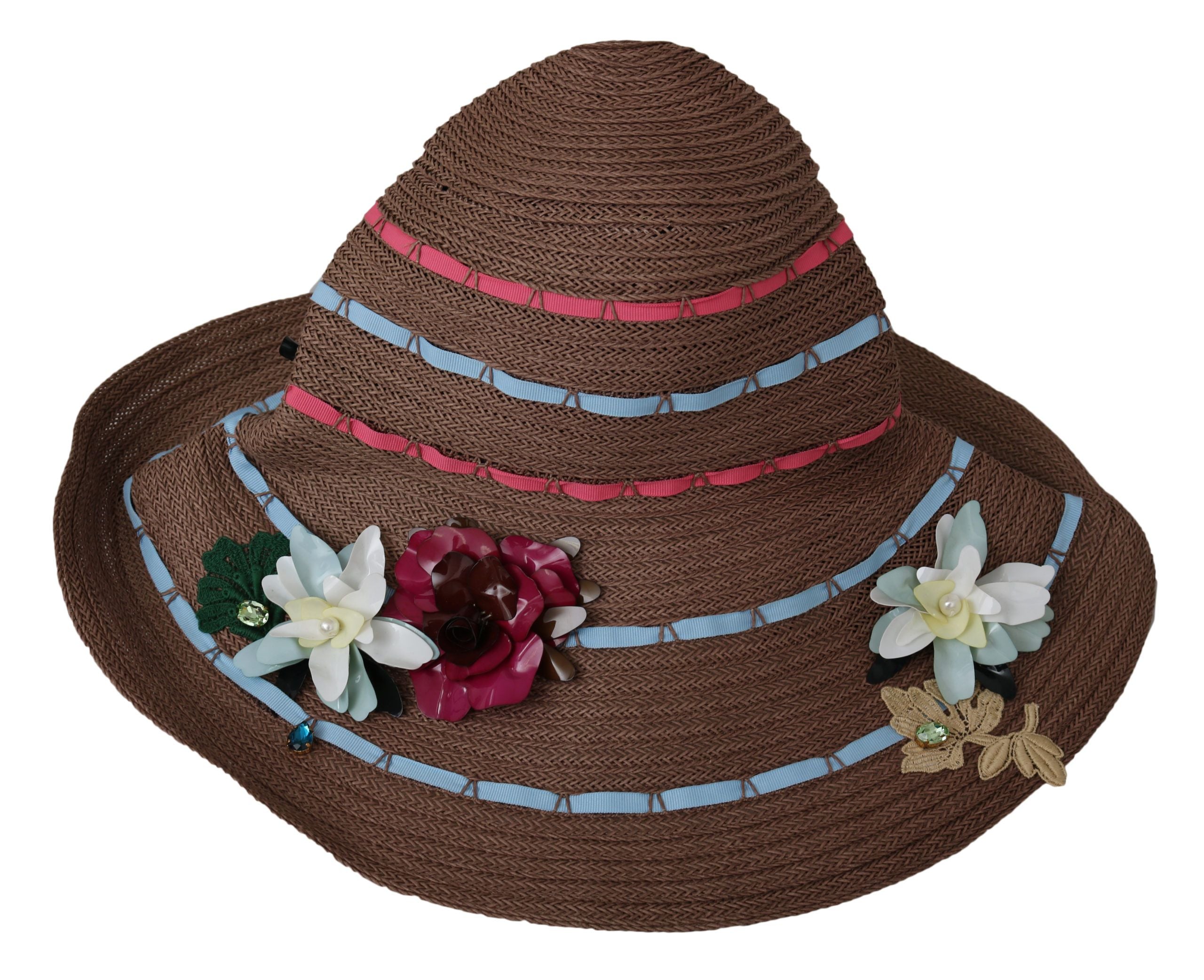 Dolce &amp; Gabbana Elegant Floppy Straw Hat with Floral Accents