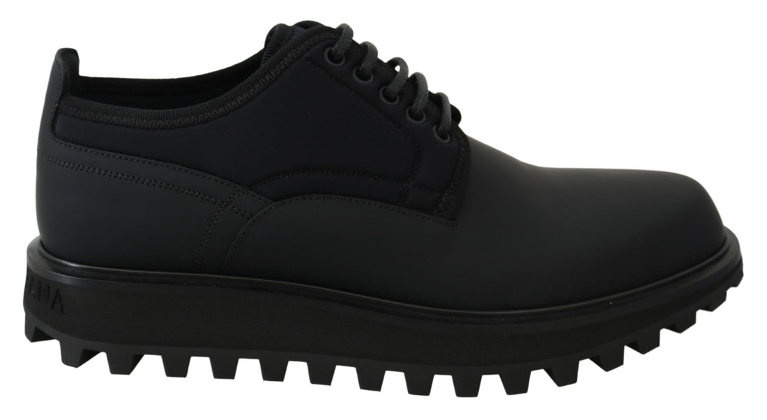 Dolce &amp; Gabbana Elegant Black Calfskin Derby Shoes