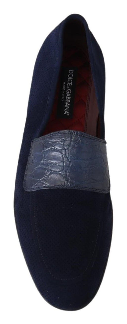 Dolce &amp; Gabbana Elegant Blue Suede Leather Loafers