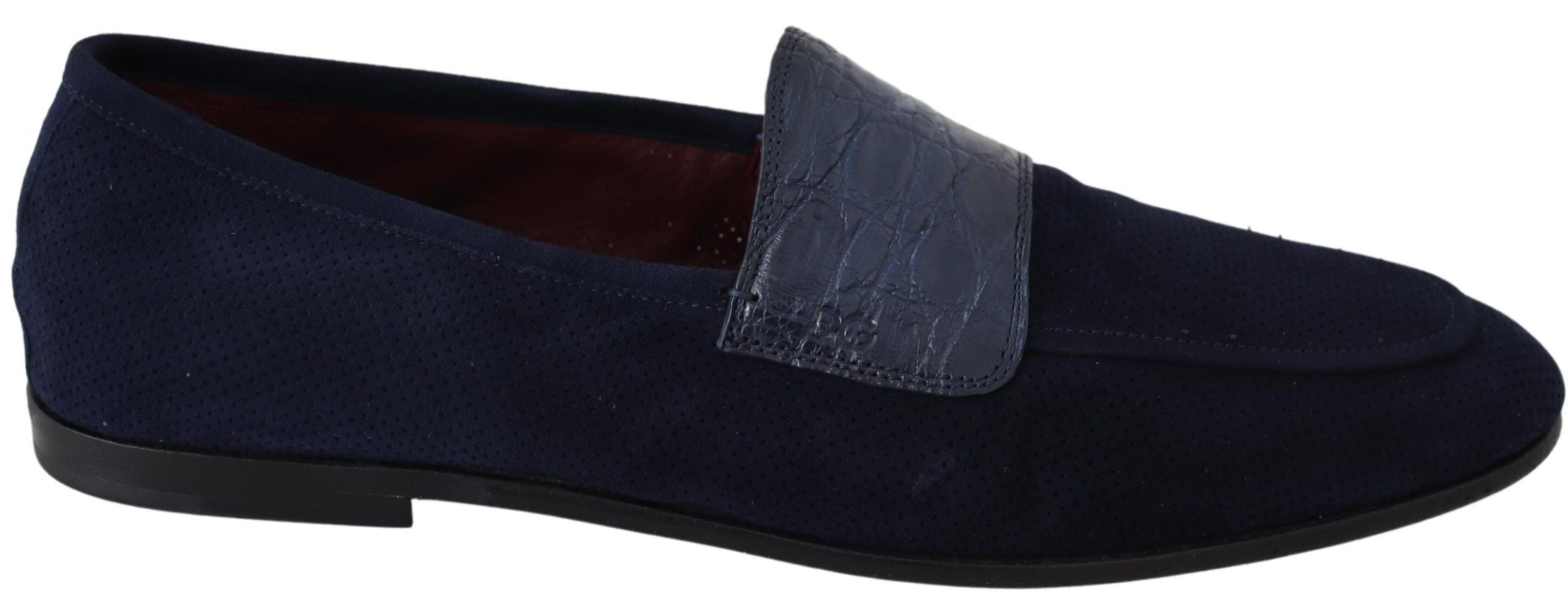 Dolce &amp; Gabbana Elegant Blue Suede Leather Loafers