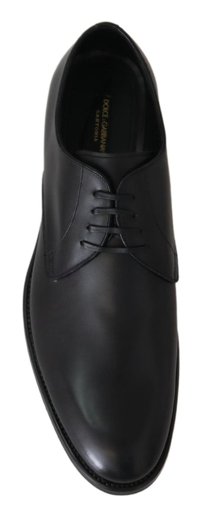 Dolce &amp; Gabbana Elegant Black Leather Derby Dress Shoes