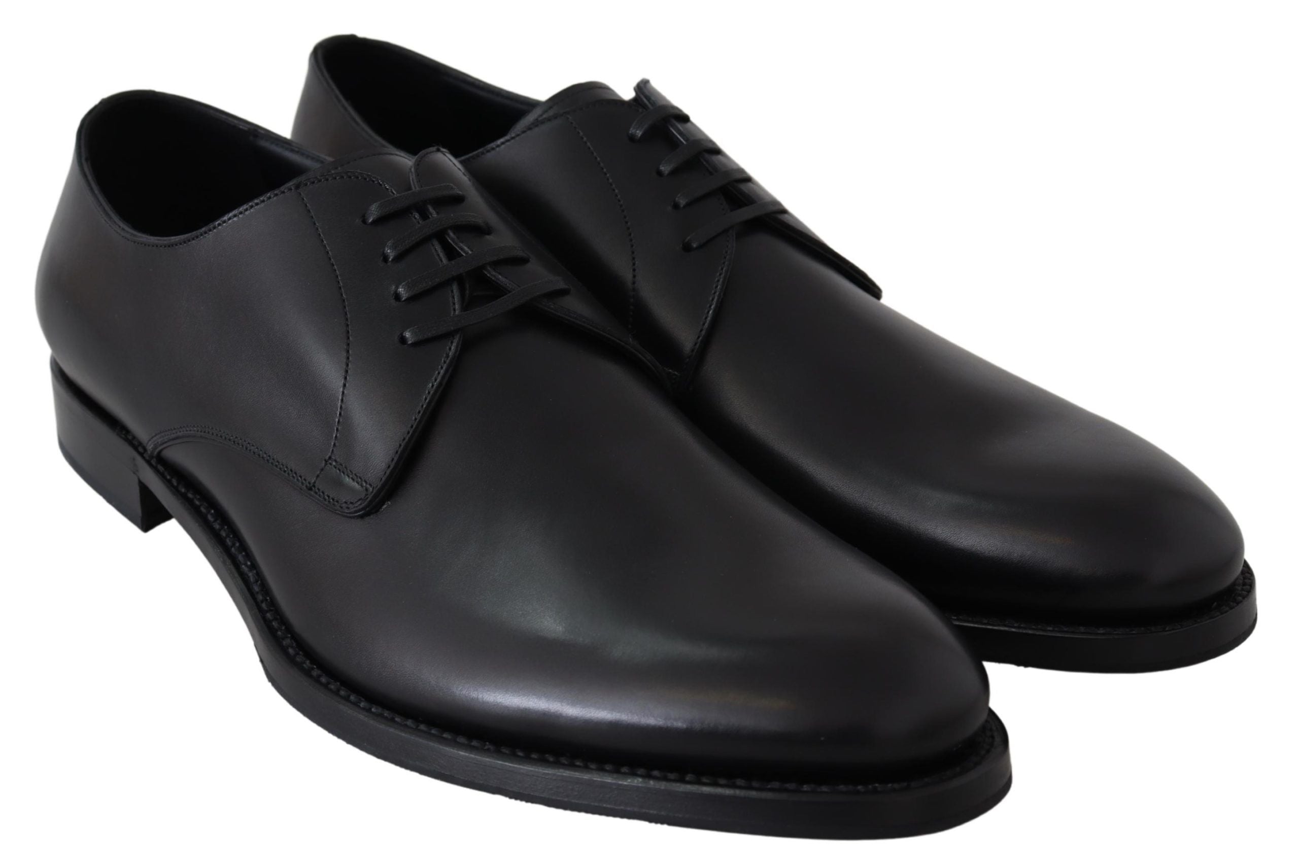 Dolce &amp; Gabbana Elegant Black Leather Derby Dress Shoes