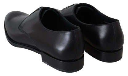 Dolce &amp; Gabbana Elegant Black Leather Derby Dress Shoes