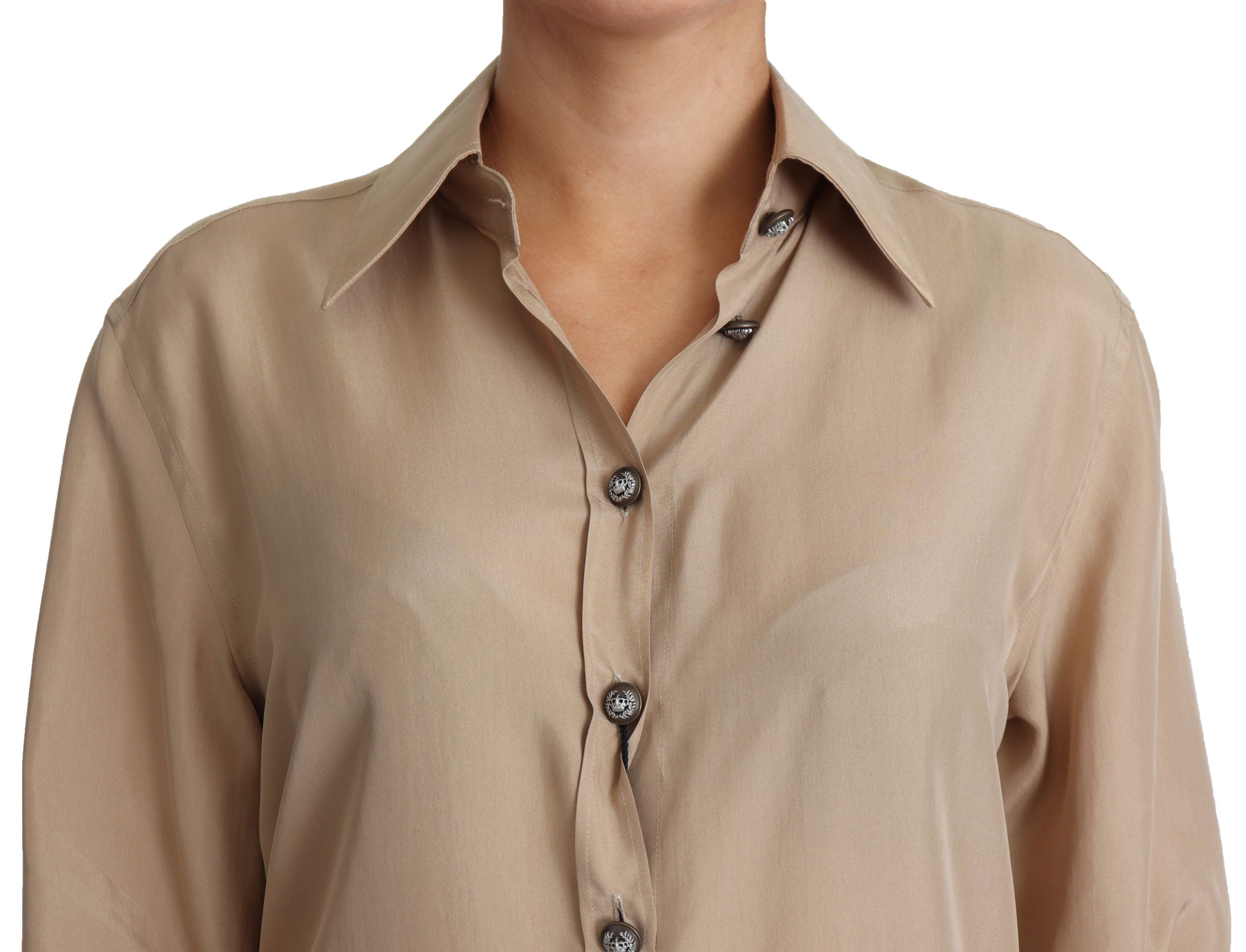 Dolce &amp; Gabbana Elegant Beige Silk Shirt