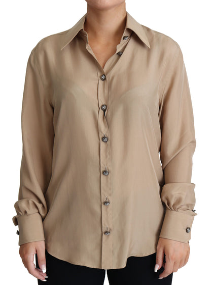 Dolce &amp; Gabbana Elegant Beige Silk Shirt