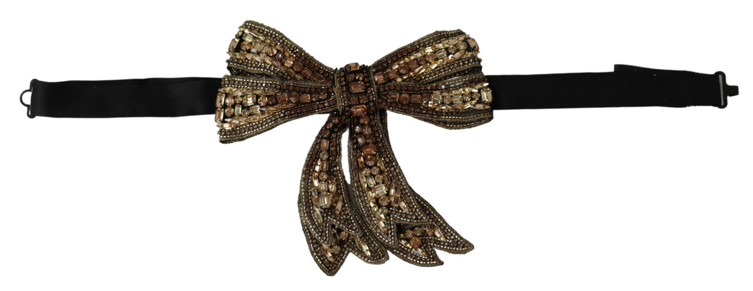 Dolce &amp; Gabbana Elegant Silk Rhinestone Bow Tie