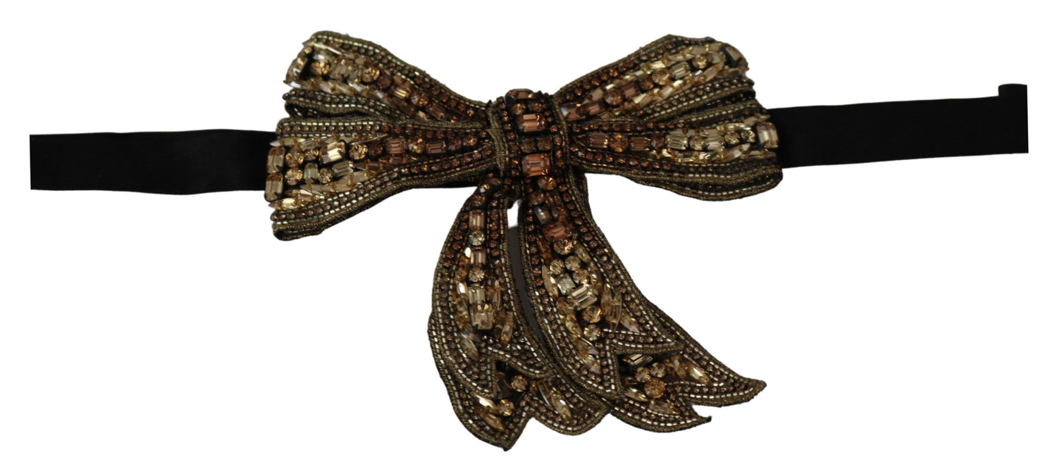 Dolce &amp; Gabbana Elegant Silk Rhinestone Bow Tie