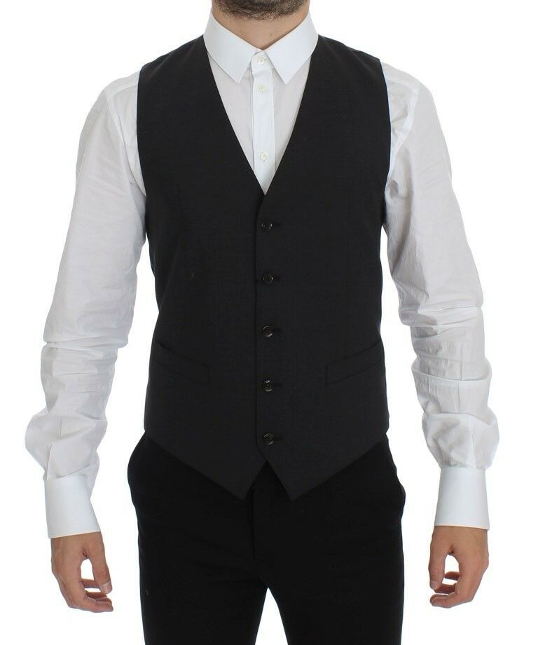 Dolce &amp; Gabbana Elegant Gray Wool Blend Dress Vest