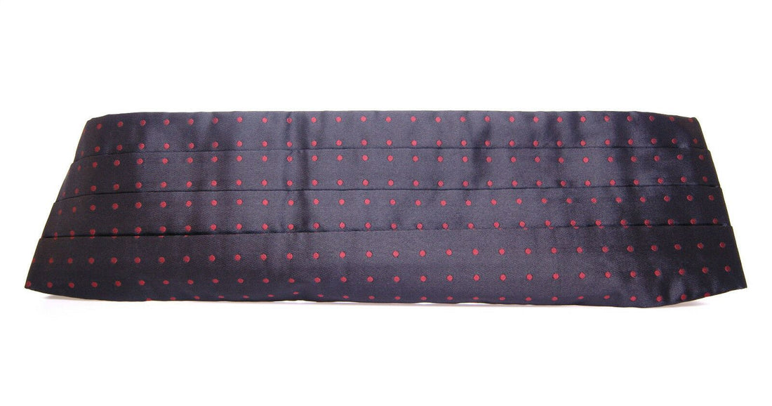 Dolce &amp; Gabbana Elegant Silk Black Cummerbund with Red Polka Dots