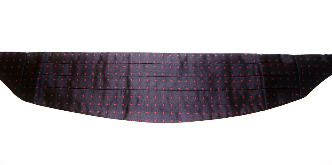 Dolce &amp; Gabbana Elegant Silk Black Cummerbund with Red Polka Dots