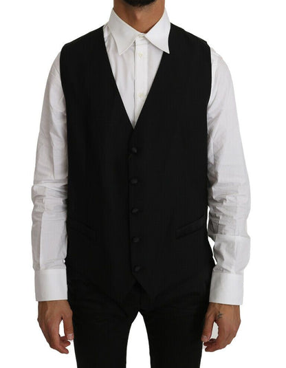 Dolce &amp; Gabbana Elegant Black Formal Wool Blend Vest