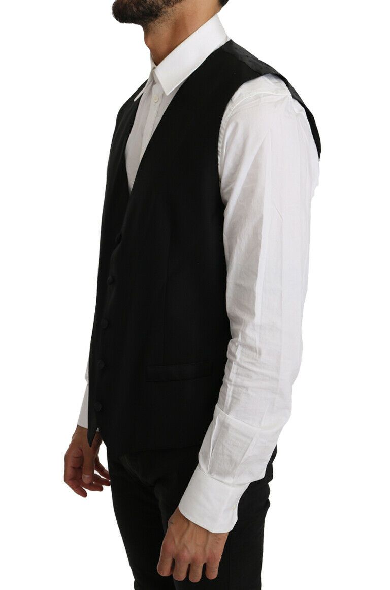 Dolce &amp; Gabbana Elegant Black Formal Wool Blend Vest