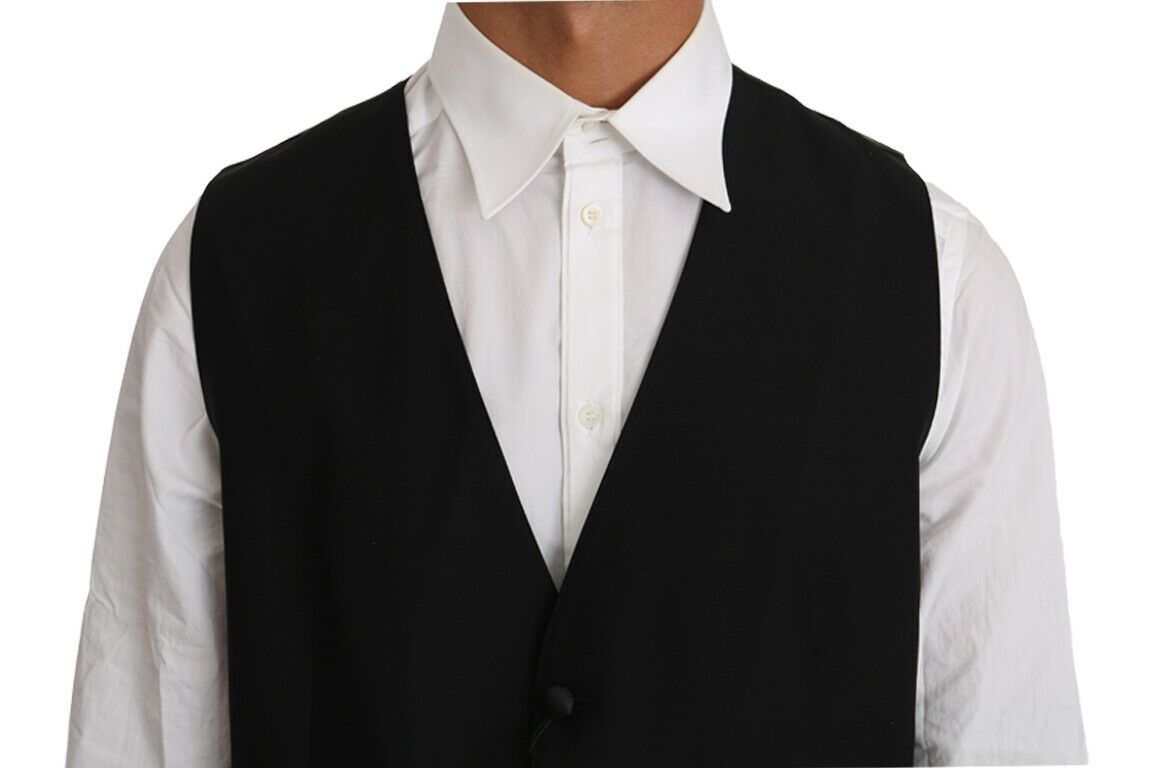 Dolce &amp; Gabbana Elegant Black Formal Wool Blend Vest