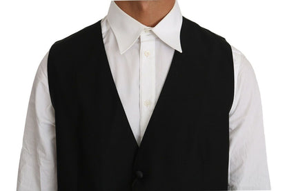 Dolce &amp; Gabbana Elegant Black Formal Wool Blend Vest