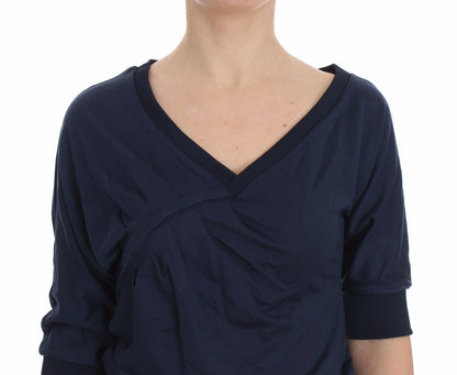 Exte Elegant Deep V-Neck Sweater in Blue