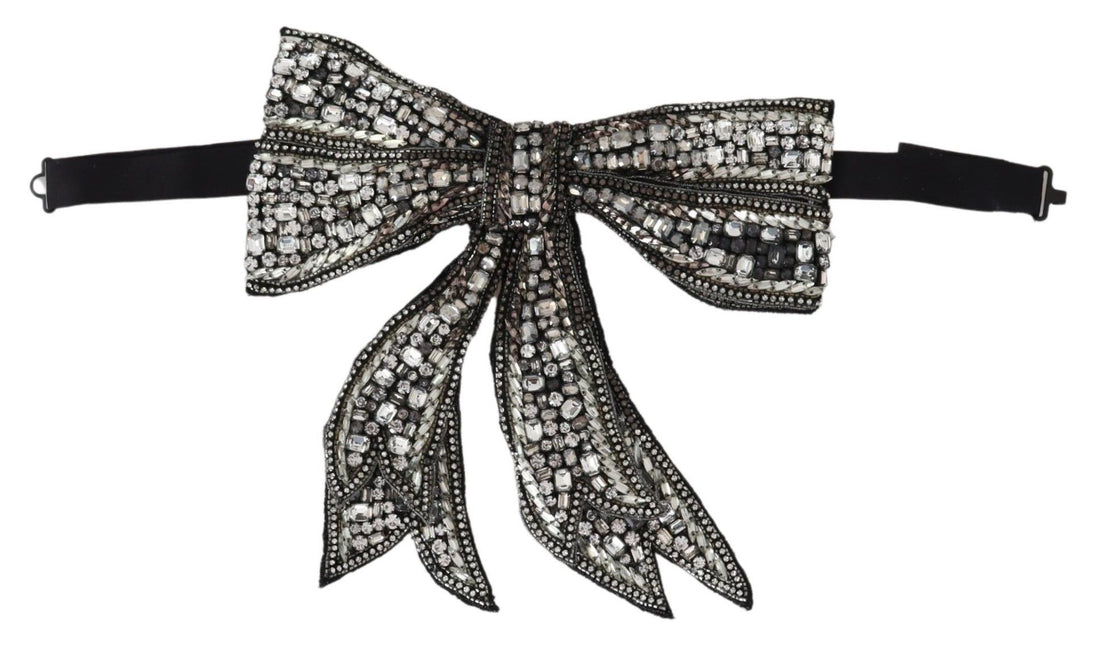 Dolce &amp; Gabbana Crystal-Embellished Silk Bowtie - Silver Elegance