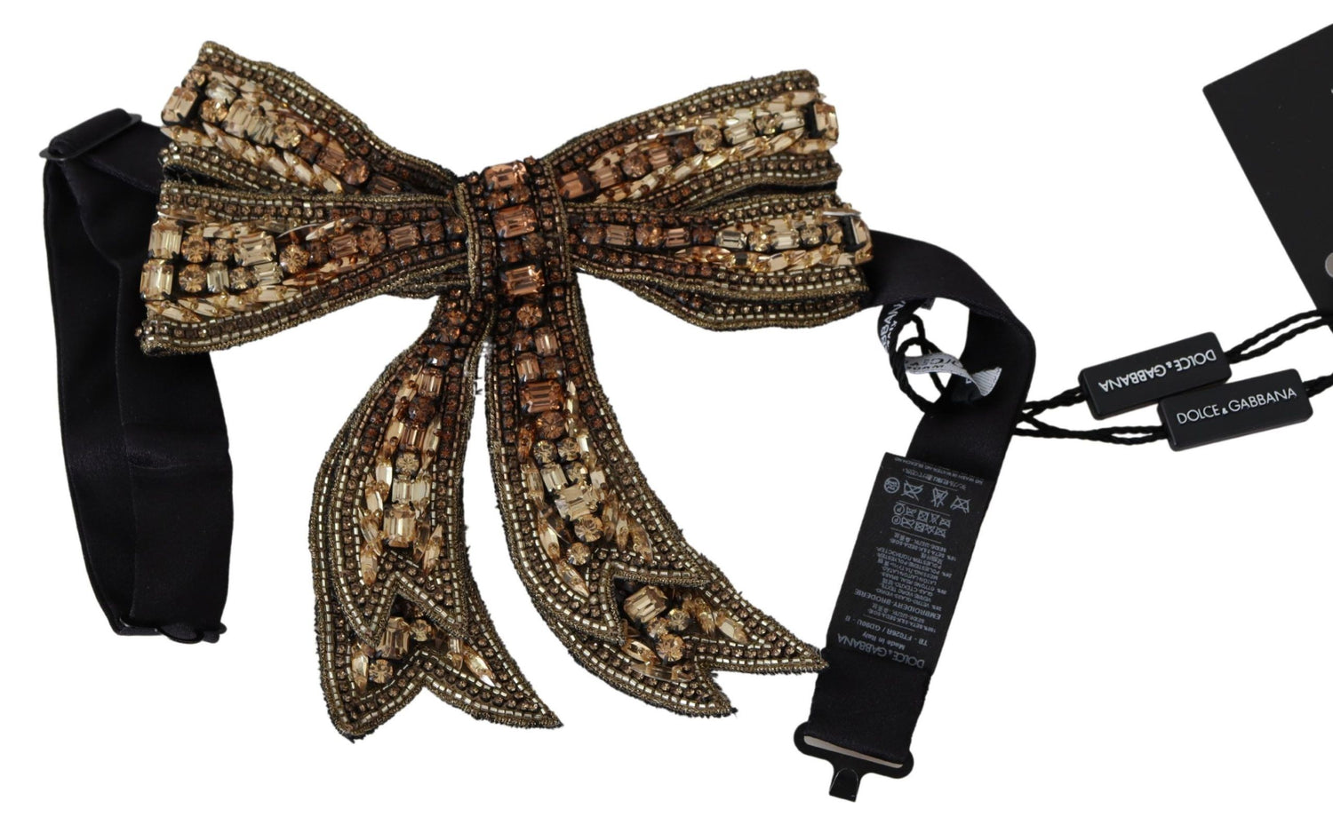 Dolce &amp; Gabbana Elegant Gold Silk Embellished Bowtie