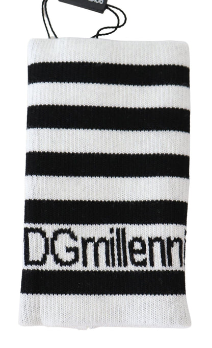 Dolce &amp; Gabbana Elegant Black &amp; White Wool Blend Wrist Wrap