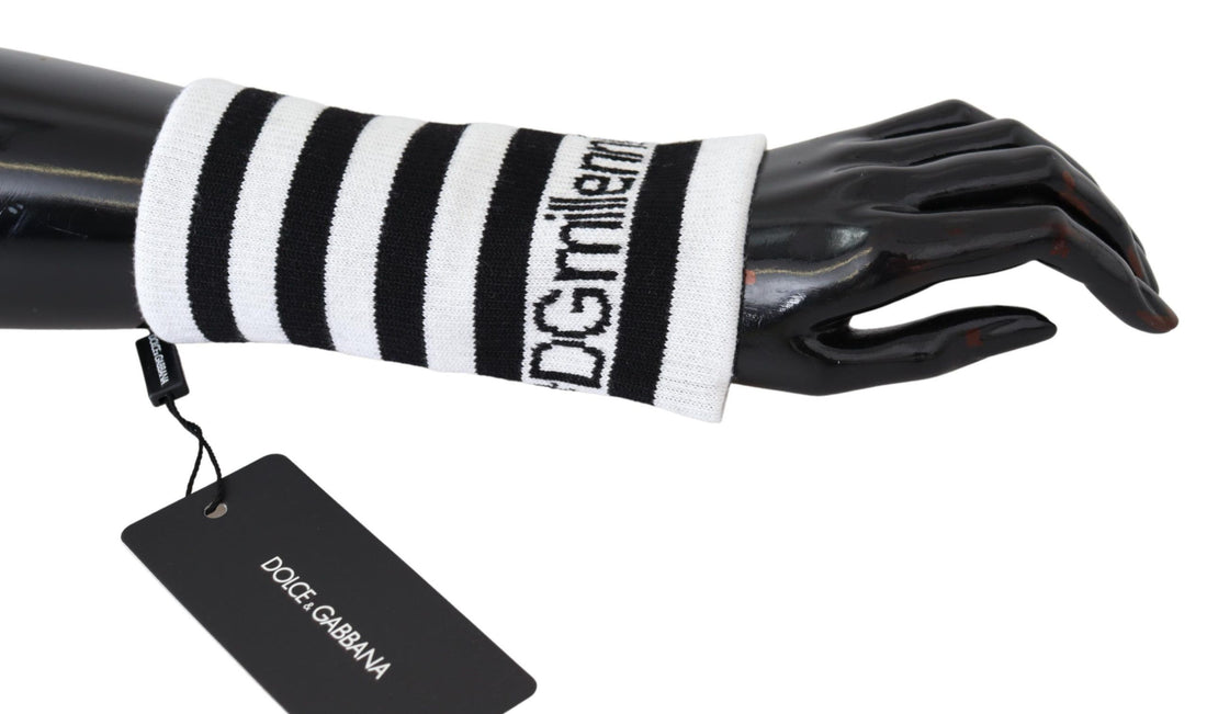 Dolce &amp; Gabbana Elegant Black &amp; White Wool Blend Wrist Wrap