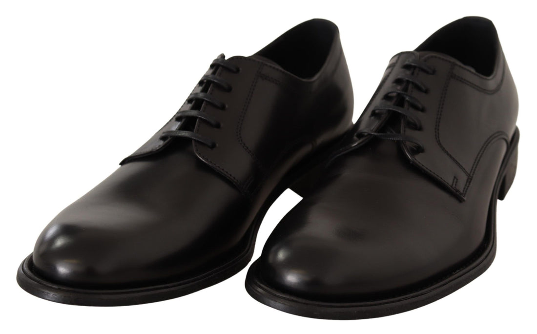 Dolce &amp; Gabbana Elegant Black Leather Formal Derby Shoes