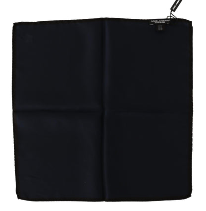 Dolce &amp; Gabbana Elegant Silk Black Pocket Square Handkerchief