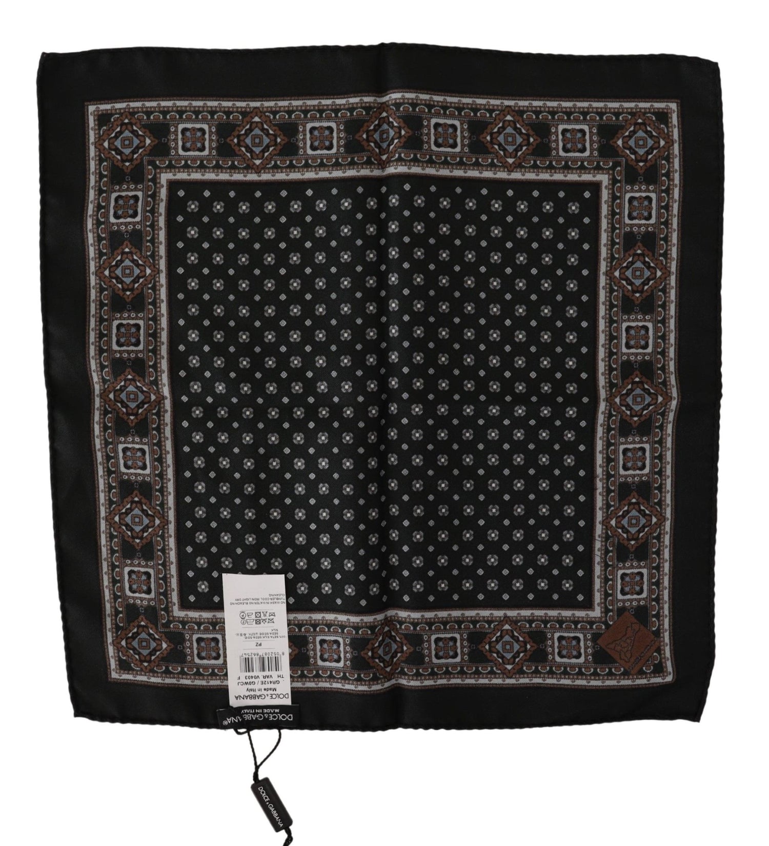 Dolce &amp; Gabbana Elegant Black Silk Pocket Square