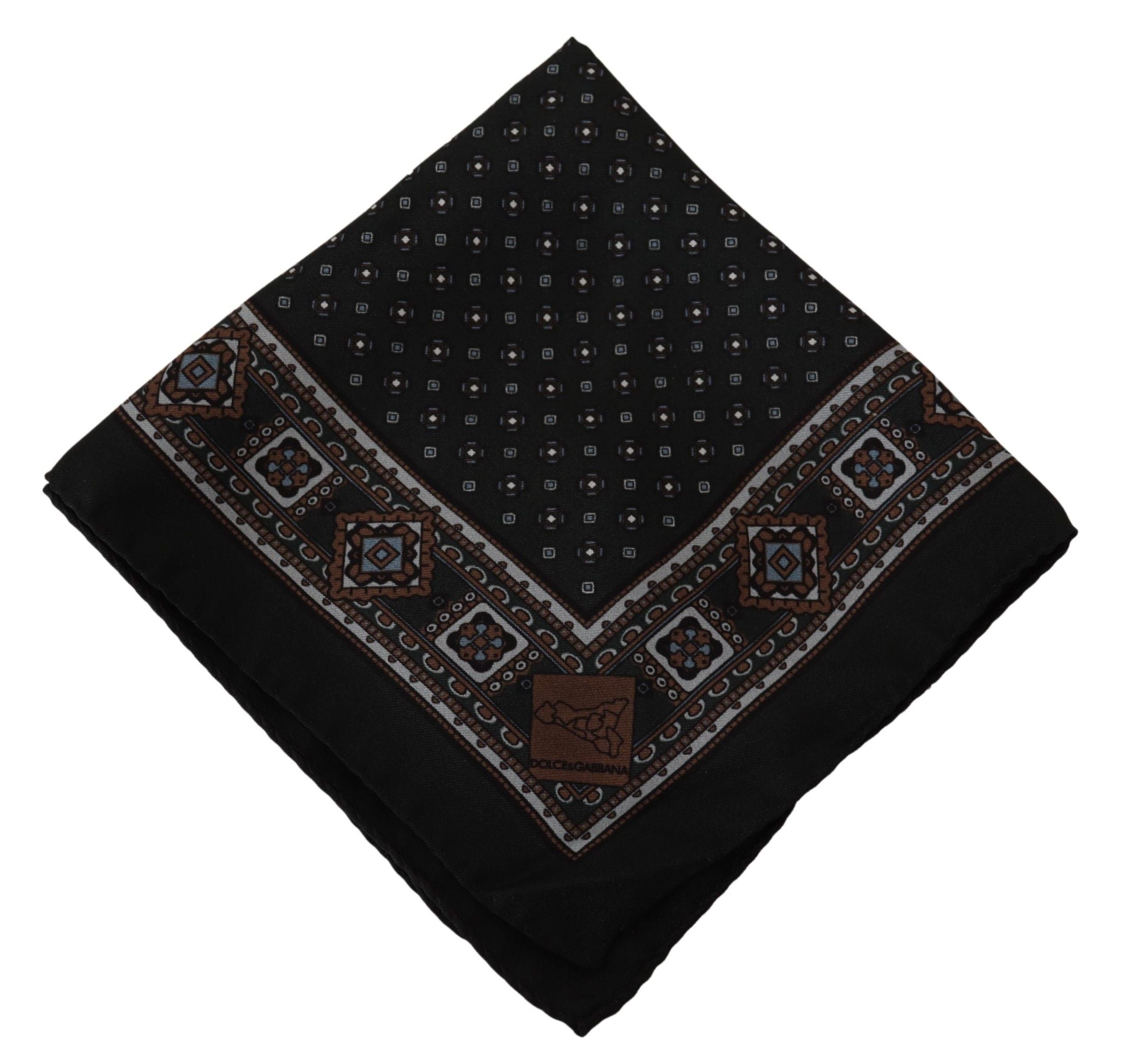 Dolce &amp; Gabbana Elegant Black Silk Pocket Square