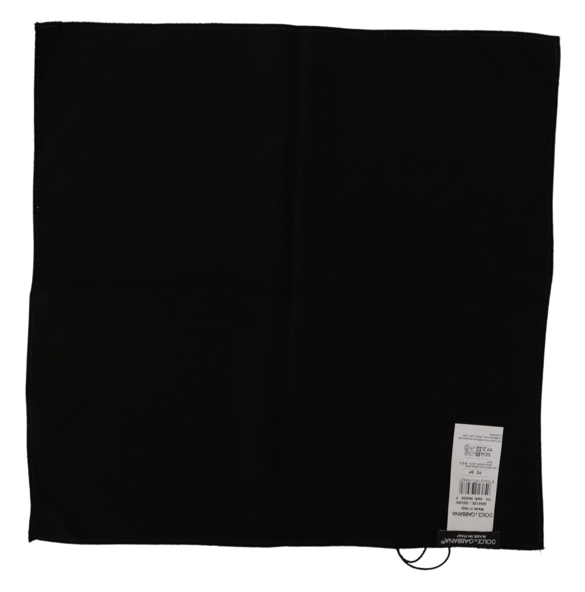 Dolce &amp; Gabbana Elegant Black Silk Pocket Square