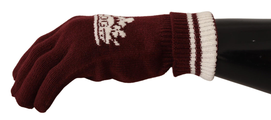 Dolce &amp; Gabbana Elegant Red Cashmere Gloves with Crown Motif