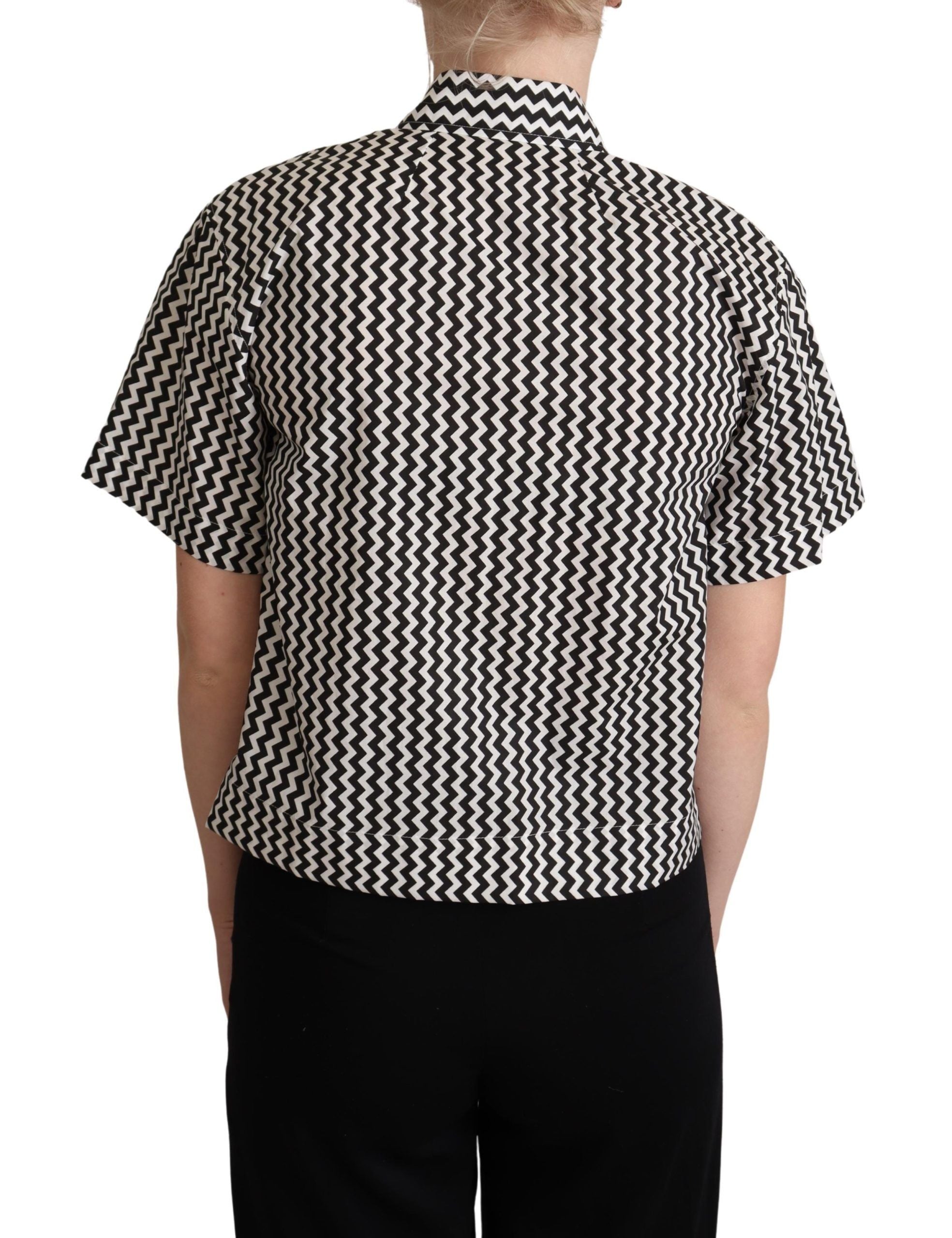 Dolce &amp; Gabbana Zigzag Elegance Cotton Polo Top