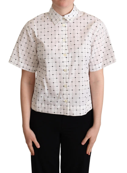 Dolce &amp; Gabbana Chic Monochrome Polka Dot Polo Top