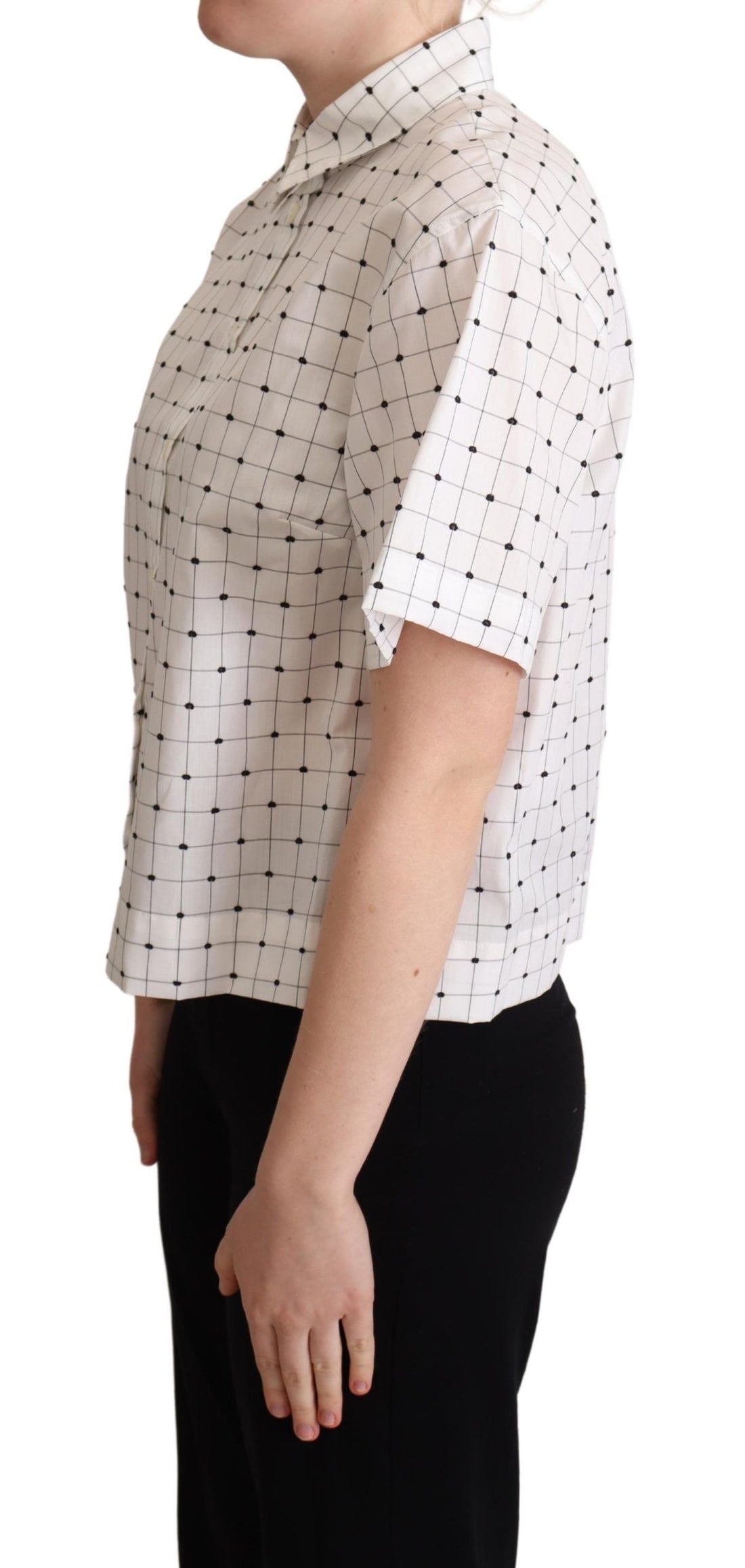 Dolce &amp; Gabbana Chic Monochrome Polka Dot Polo Top