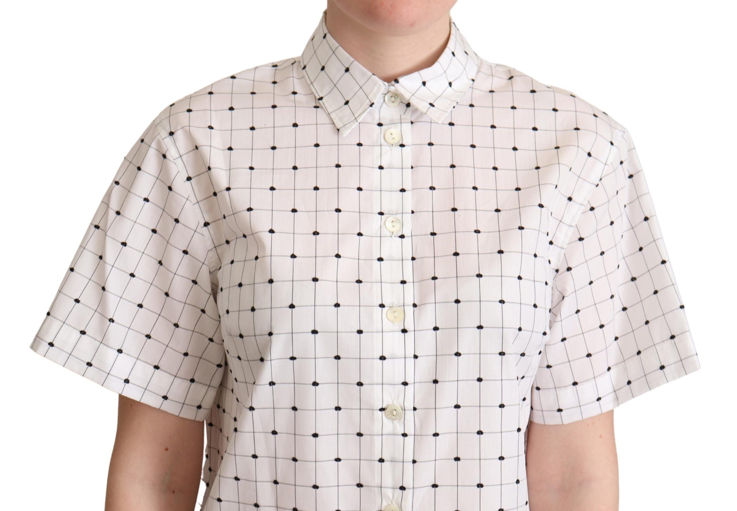 Dolce &amp; Gabbana Chic Monochrome Polka Dot Polo Top