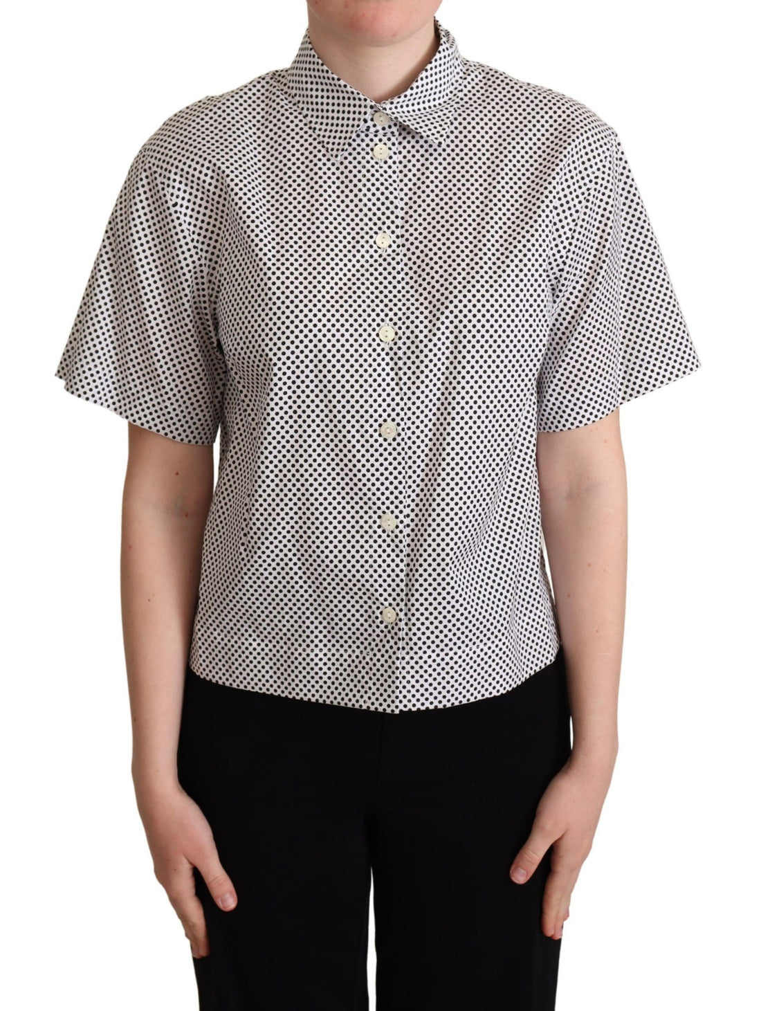 Dolce &amp; Gabbana Elegant Polka Dot Cotton Polo Top