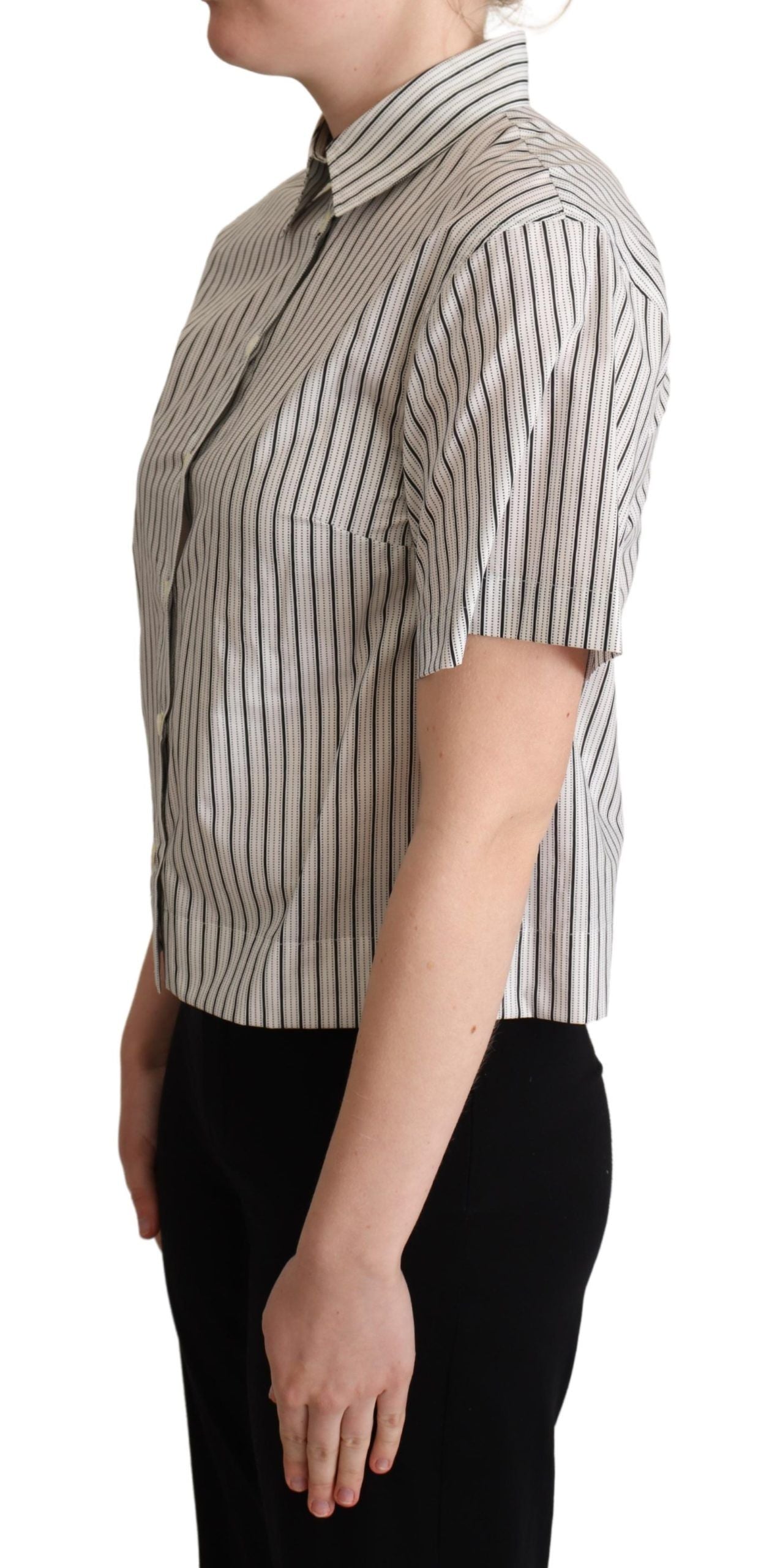 Dolce &amp; Gabbana Chic Monochrome Striped Polo Shirt