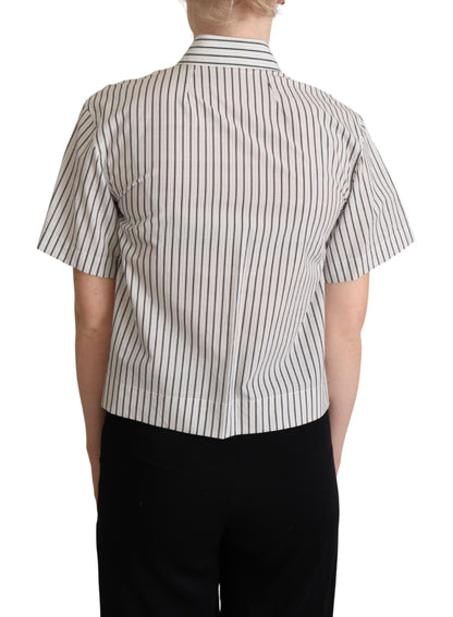 Dolce &amp; Gabbana Chic Monochrome Striped Polo Shirt